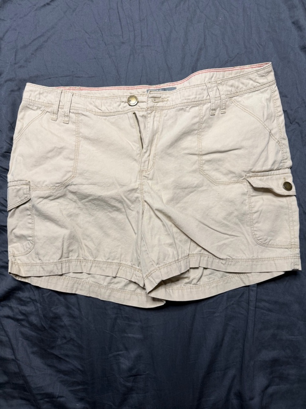Natural Reflections Women's Light Beige Cargo Shorts with Flap Pockets